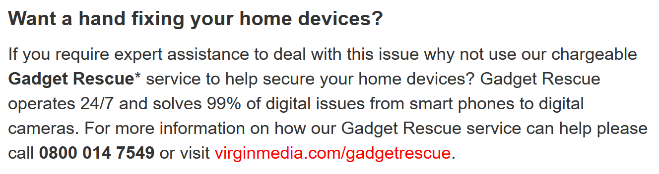 Virgin Media's Gadget Rescue Service