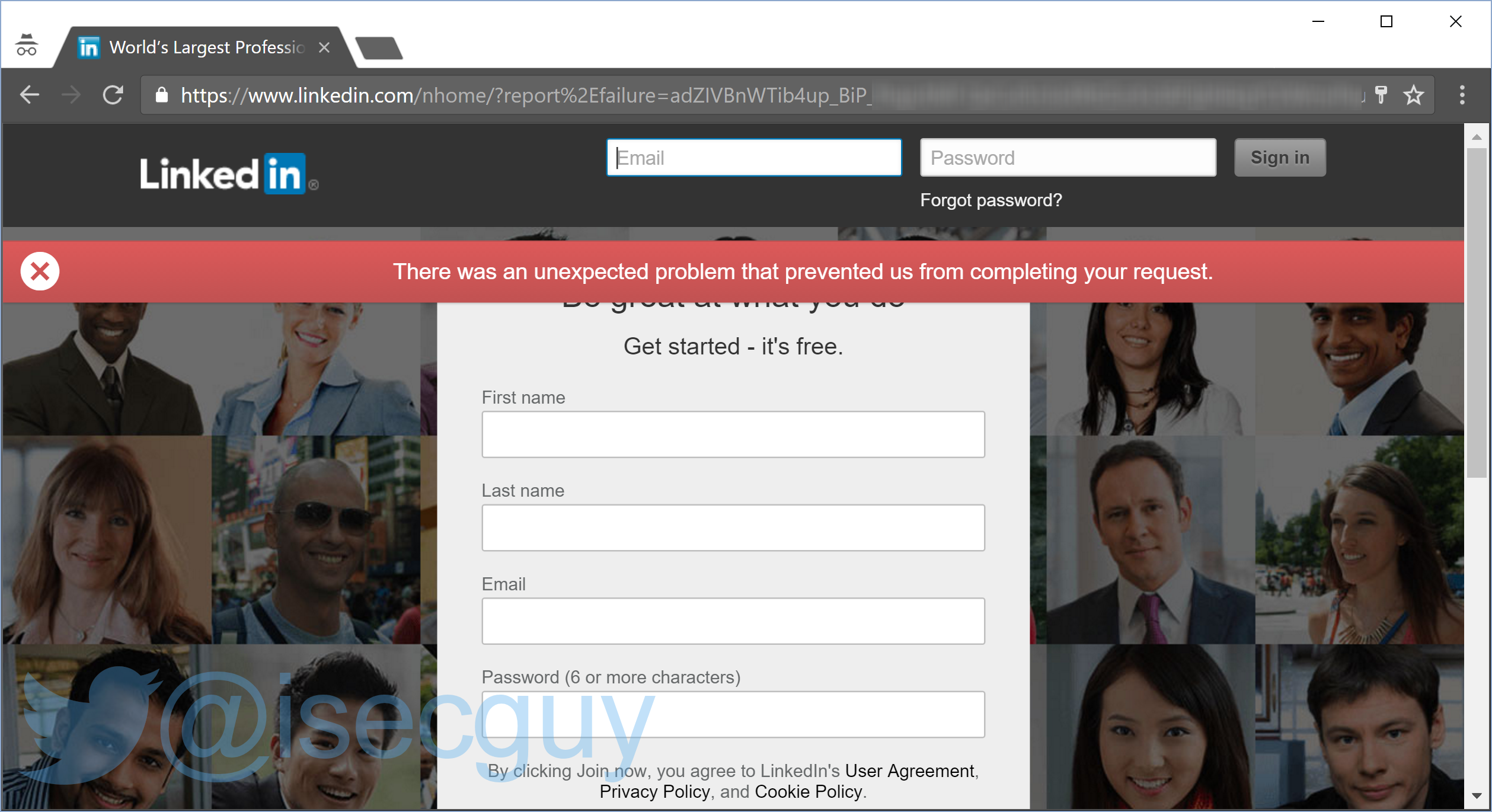 Unable To Sign In To LinkedIn