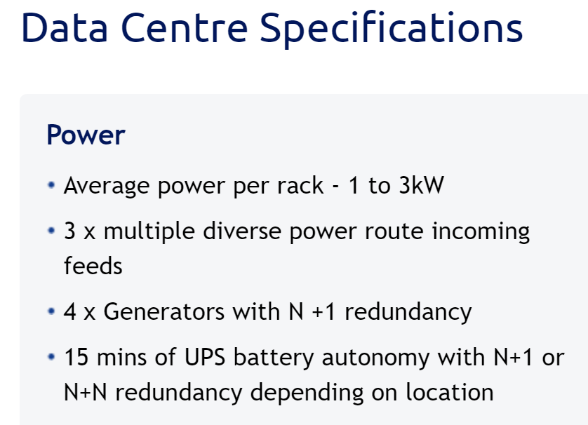 Telehouse North Power Features