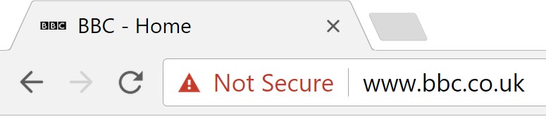 Google Chrome now warns when viewing an insecure site