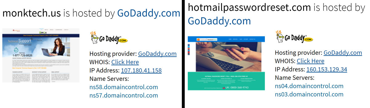 GoDaddy Hosting Scam Sites