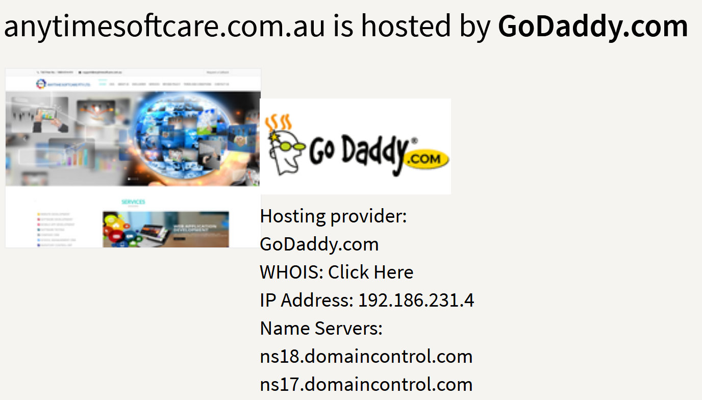 anytimesoftcare hosted by godaddy