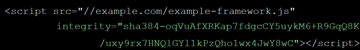 example framework script tag with subresource integrity